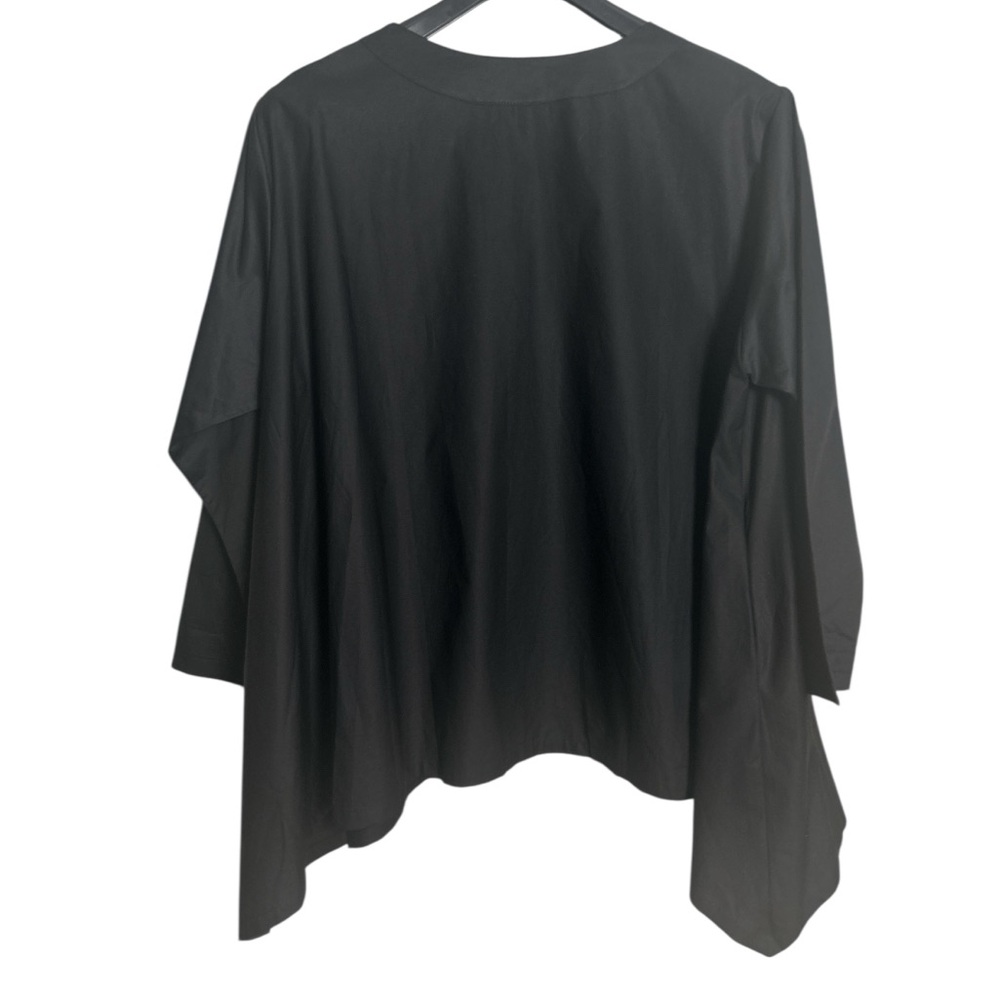 Planet Button Front Asymmetrical Hemline Black Top OS - Picture 2 of 9